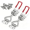 2PK Toggle Latch Clamp 4001, 304 Stainless Steel Pull Hasp Latches 220Lbs /100KG Holding Capacity, Adjustable Quick Release Hasp Clamps for Lid Jig, Tool Box Case, Smoker, 8pcs Screws