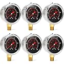 0-100 Psi 6 Pcs Glycerin Liquid Filled Oil Pressure Gauge, Black