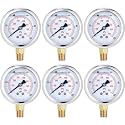 0-100 Psi 6 Pcs Glycerin Liquid Filled Oil Pressure Gauge, White
