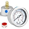 0-100 Psi Low Pressure Gauge, 2" Dial Size, 1/4 G Back Mount, Stainless Steel Case for Water Pressure Gauge Test for Water Pipe, HVAC(with Tape)