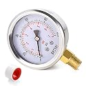 0-100 Psi Low Pressure Gauge, 2.5" Dial Size, 1/4" NPT Lower Mount, 304 Stainless Steel Case, Water Pressure Gauge Test for Water Pump, Pneumatic Air, RV Hose(with Tape)