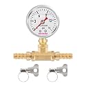 0-15psi Glycerin Filled Fuel Pressure Gauge Kit, 1-1/2" Dial Size, 304 Stainless Steel Case, 5/16" Fuel Line Fuel Pressure T-Fitting Adapter, Lower Mount, with High Accuracy…