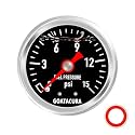 0-15psi Glycerin Filled Fuel Pressure Gauge, 1-1/2" Black Dial Size, 304 Stainless Steel Case, 1/8" NPT Center Back Mount, with High Accuracy, for Measuring Fuel Pressure