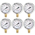 0-160 Psi 6 Pcs Glycerin Liquid Filled Oil Pressure Gauge, White