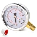 0-160 Psi Pressure Gauge, 2.5" Dial Size, 1/4" NPT Lower Mount, 304 Stainless Steel Case, Water Pressure Gauge Test for Water Pump, Pneumatic Air, RV Hose, Tank, Well Pump(with Tape)