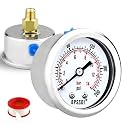 0-200 Psi Low Pressure Gauge, 2" Dial Size, 1/8 NPT Back Mount, Stainless Steel Case for Water Pressure Gauge Test for Water Pipe, HVAC(with Tape)