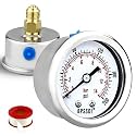 0-200 Psi Low Pressure Gauge, 2" Dial Size, 1/4 G Back Mount, Stainless Steel Case for Water Pressure Gauge Test for Water Pipe, HVAC(with Tape)