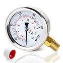 0-200 Psi Pressure Gauge, 2.5" Dial Size, 1/8" NPT Lower Mount, 304 Stainless Steel Case, Water Pressure Gauge Test for Pool Pump, Sand Filter, Air Compressor, Espresso(with Tape)