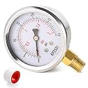 0-30 Psi Low Pressure Gauge, 2.5" Dial Size, 1/4" NPT Lower Mount, 304 Stainless Steel Case, Water Pressure Gauge Test for Water Pipe, HVAC(with Tape)
