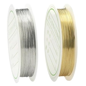 copper metallic string wire resistant strong line for jewellery makingearringnecklacebraceletbeadingart diy projects amp other crafts 2 gold amp silver 04 mm