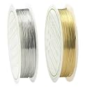 Copper Metallic String Wire Resistant Strong Line for Jewellery Making/Earring/Necklace/Bracelet/Beading/Art DIY Projects &amp; Other Crafts (2, Gold &amp; Silver, 0.4 mm)