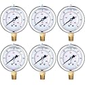 0-60 Psi 6 Pcs Glycerin Liquid Filled Oil Pressure Gauge, White