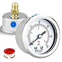 0-60 Psi Low Pressure Gauge, 2" Dial Size, 1/4 G Back Mount, Stainless Steel Case for Water Pressure Gauge Test for Water Pipe, HVAC(with Tape)