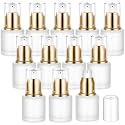 0.67 Oz/ 20 ml 12Pcs Frosted Glass Pump Bottles for Comestic Lotion, Travel