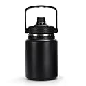 0.73 Gallon Large Insulated Water Bottle with Handle, 93 oz, Black, 2800 ml Tumbler Jug, Insulated Container, Insulated Jar, Leak-Proof, 304 SS Thermal Mug, Hot/Cold Beverages, Sports, Travel, Gym