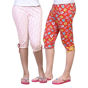 0-degree women39s cotton polka dots pyjama pant pack of 2 capris for women set 10 size l_multicolored_large 30-34 inch waist