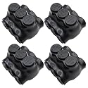 1/0-14AWG Insulated 3 Port Inline Splice Connector Black Wire Connectors,Allen Hex 3/16" Insulated Cable Connectors Pre-Loaded Oxide Inhibitors,UL Listed(4pcs)