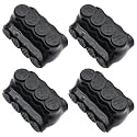 1/0-14AWG Insulated 4 Port Inline Splice Connector Black Wire Connectors,Allen Hex 3/16" Insulated Cable Connectors Pre-Loaded Oxide Inhibitors,UL Listed(4pcs)