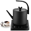 1.0L Gooseneck Electric Kettle with Temperature Control, 304 Stainless Steel Tea Kettle, Auto Shut-Off &amp; 360° Smart Base, 800W Fast Boiling BPA-Free, Matte Black for Home/Office/Coffee/Tea