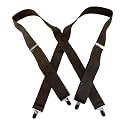 Hold-Up Classic Series 1 1/2 Inch Wide X-Back Suspenders with No-Slip Clips