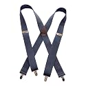 Hold-Up Classic Series 1 1/2 Inch Wide X-Back Suspenders with No-Slip Clips