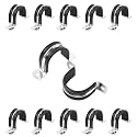 1-1/4 Inch Reinforced Rigid Pipe Strap, 2 Holes U Bracket Cable Clamp Hanger, Rubber Cushioned Insulated Clamp, Conduits Strap Clamps for Pipe Fixing on Various Surfaces, 10 PCS(32 mm)