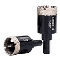 1-1/8" Diamond Hole-Saw Bits with Pilot Drill Bit - 2pc 1-1/8 in Diamond Tipped Tile Hole Saws with Guiding Bit for Accurate Drilling, for Porcelain Tile Ceramic Pots Granite Stone Glass Bottles 28mm