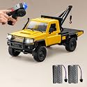 1/12 RC Crawler with Crane 2.4GHz 4WD LC79 All Terrain Off Road Pickup Truck for Adult Two Speed Full Proportional Remote Control Car ATV Tow Truck Vehicle 2 Batteries (Yellow)