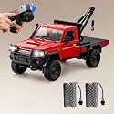 1/12 RC Crawler with Crane 2.4GHz 4WD LC79 All Terrain Off Road Pickup Truck for Adult Two Speed Full Proportional Remote Control Car ATV Tow Truck Vehicle 2 Batteries (Red)