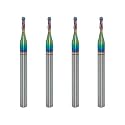 1/16" DLC Coated 2-Flute Carbide Ball Nose End Mill, 4Pcs