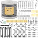 1/16" Wire Rope Kit 300FT Aircraft Cable Vinyl Coated 304 Stainless Steel Wire,7x7 Strand Cable Kit for Outdoor String Lights,Climbing Plants,Pictures,Clothes,Curtain Hanging