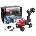 1:18 Scale RC Rock Crawler, 2.4GHz 4WD High Torque Remote Control Off-Road Truck with LED Lights, 7.4V Rechargeable All-Terrain Climbing Vehicle for Adult Hobbyists