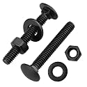 1/2-13 x 2 (6 Sets) Carriage Bolts Black, 304 (18/8) Stainless Steel Carriage Screws with Hex Nuts and Flat Washers, Square Neck Round Dome Head, Coarse Thread