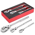 1/2 3/8 1/4 Inch Drive Ratchet Set 3Pcs Flex Head Ratchet Set