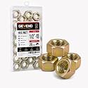 1/2"-13 Grade 8 Hex Nuts, Yellow Zinc, Coarse Thread, 25 Pack
