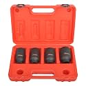 1/2" Drive 12 Point Impact Socket Set 4PCS Deep Impact Socket Set 30mm,32mm,34mm,36mm CR-MO Heavy-duty Axle Nut Socket Set with Portable Case,Black
