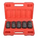 1/2" Drive 12 Point Impact Socket Set 5PCS Deep Impact Socket Set 30mm,32mm,34mm,35mm,36mm CR-MO Heavy-duty Axle Nut Socket Set with Portable Case,Black