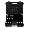 TecoTek 1/2" Drive Deep 6-Point Impact Socket Set, 21-Piece Spindle Axle Nut Impact Socket Set, CR-MO, SAE (1-1/16-Inch to 1-5/8-Inch) and Metric (27mm to 41mm)