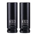 1/2"Square Drive x 19mm Deep Impact Socket Set,2 PCS Metric Socket,6 Point CR-MO for Easy Removal of Axle Nut (19mm)