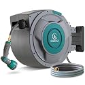 1/2" x 130 ft Retractable Garden Hose Reel, Heavy Duty Water Hose Reel