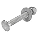 1/2" x 4" (25 Pack) Galvanized Carriage Bolt Kit Grade 307A Includes 1/2" USS Flat Washers (25 pcs) and 1/2"-13 Hex Nuts (25 pcs), Hot Dip Galvanized for Exterior Use by Makers Bolt