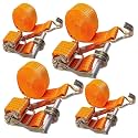 1/2/4/6/8 Set 2 Inch Heavy Duty Tie Down Ratchet Straps with Double J Hook, 11023 LBS Break Strength, Cargo Ratchet Straps for Truck Trailers Motorcycles Kayak(4sets,15.0m/49.2Ft)