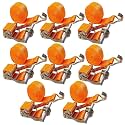 1/2/4/6/8 Set 2 Inch Heavy Duty Tie Down Ratchet Straps with Double J Hook, 11023 LBS Break Strength, Cargo Ratchet Straps for Truck Trailers Motorcycles Kayak(8sets,19.0m/62.3Ft)