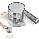 ‌3 Cup Flour Sifter, Sifter for Baking Sifter Handheld Baking Sieve Food-Grade Double-Filter Stainless Steel Flour Sifter Non-Rust Sifter used for Rapid Screening of Flour Apricot Flour Sugar Powder