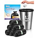 Teivio Small Trash Bags 1.2 Gallon 160 Counts Garbage Bags, Bathroom Trash Can Bin Liners, Small Plastic Bags for home office kitchen, fit 5-6 Liter, 0.8-1.6 and 1-1.5 Gal, Black