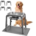 1.2 Gallon Elevated Large Dog Water Bowl with Mat, 4 Height Adjustable 12-17", Raised Dog Water Bowl Stand for Large Breed