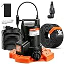 1/2 HP Swimming Pool Cover Pump with 25ft Hose Kit Automatic 3500GPH Submersible Water Pump with Filter Net 3/4” Adapter & 25ft Power Cord 110V Sump Pump for Swimming Pool Hot Tubs Pond Basement