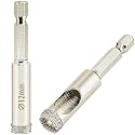 1/2 inch Diamond Hole Saw, Wet Use, 1/2" Tile Hole Saw for Porcelain Tile Glass Granite Ceramic Marble Stone,12mm Drill bits x 2 Pack, Small (1/4" hex Shank)