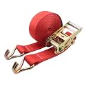 1-20 M Long Red Ratchet Straps Tie Downs, 2 in Wide Cargo Tie Down Straps with Double J Hooks for Motorcycle Kayak Trucks Trailer, 11023 LBS Working Load Limit(20.0m/65.6Ft)