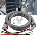 1/2Inch Outdoor Electrical Whips Kit, 6 FT Nonmetallic Liquid Tight Flexible Conduit Wire with 3 Conductors 10 Gauge THHN Electrical Wires, A/C Disconnect Box Power Whips Assembly (6FTx1/2Inch)